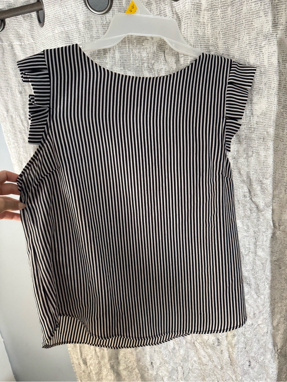 Black & White Striped Flutter Sleeve Top